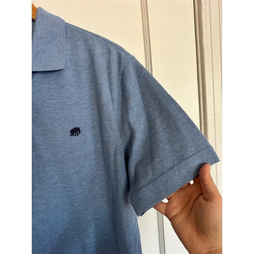 Banana Republic Pique Polo Blue Short Sleeve Elephant Logo Casual Mens Large NWT